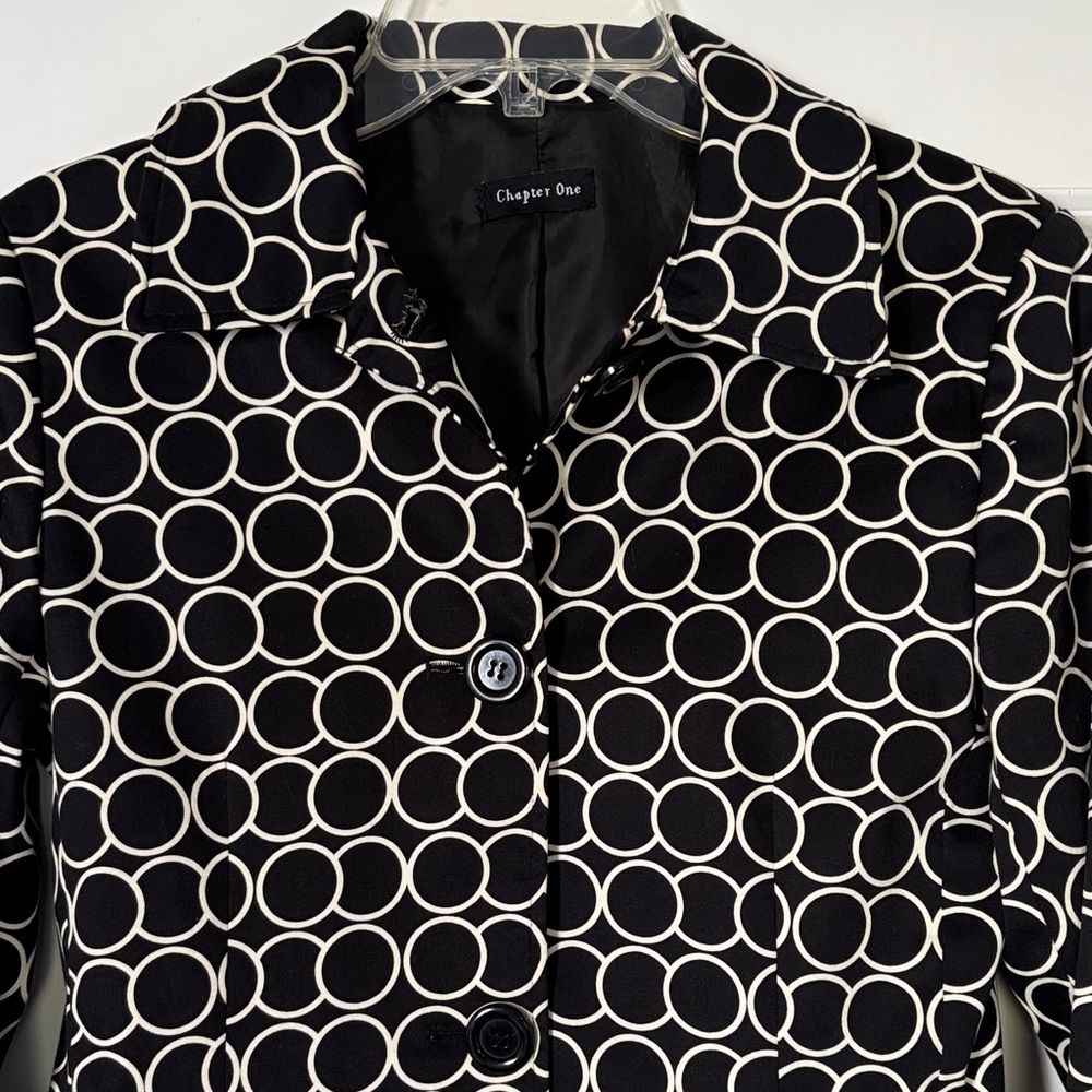 60's Vibe Black and White Trench Coat Cotton Blend Lined sz 6